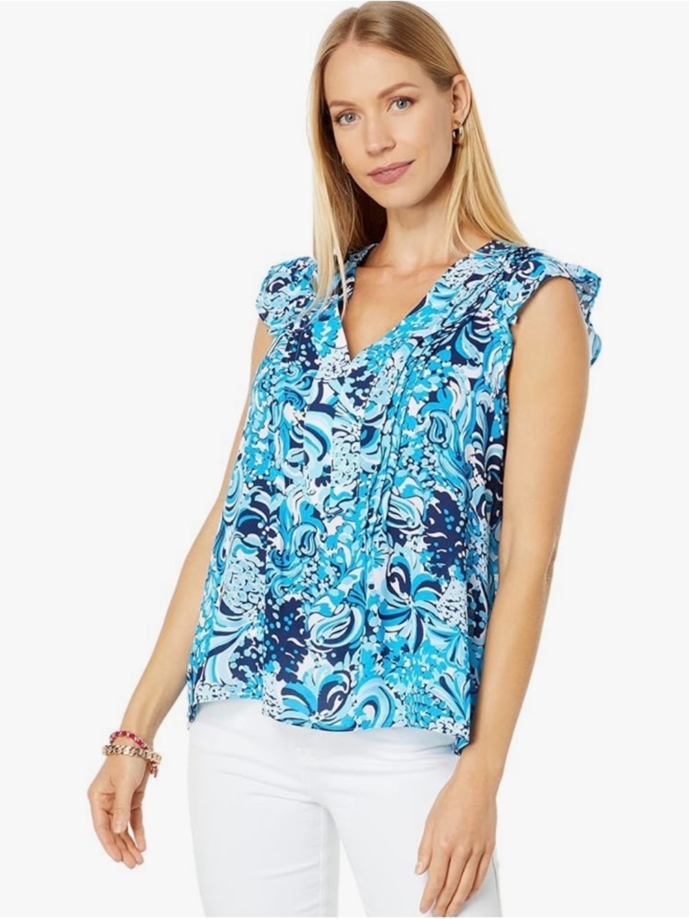 Lilly Pulitzer Joan Top in Resort White Mermazing Size Small